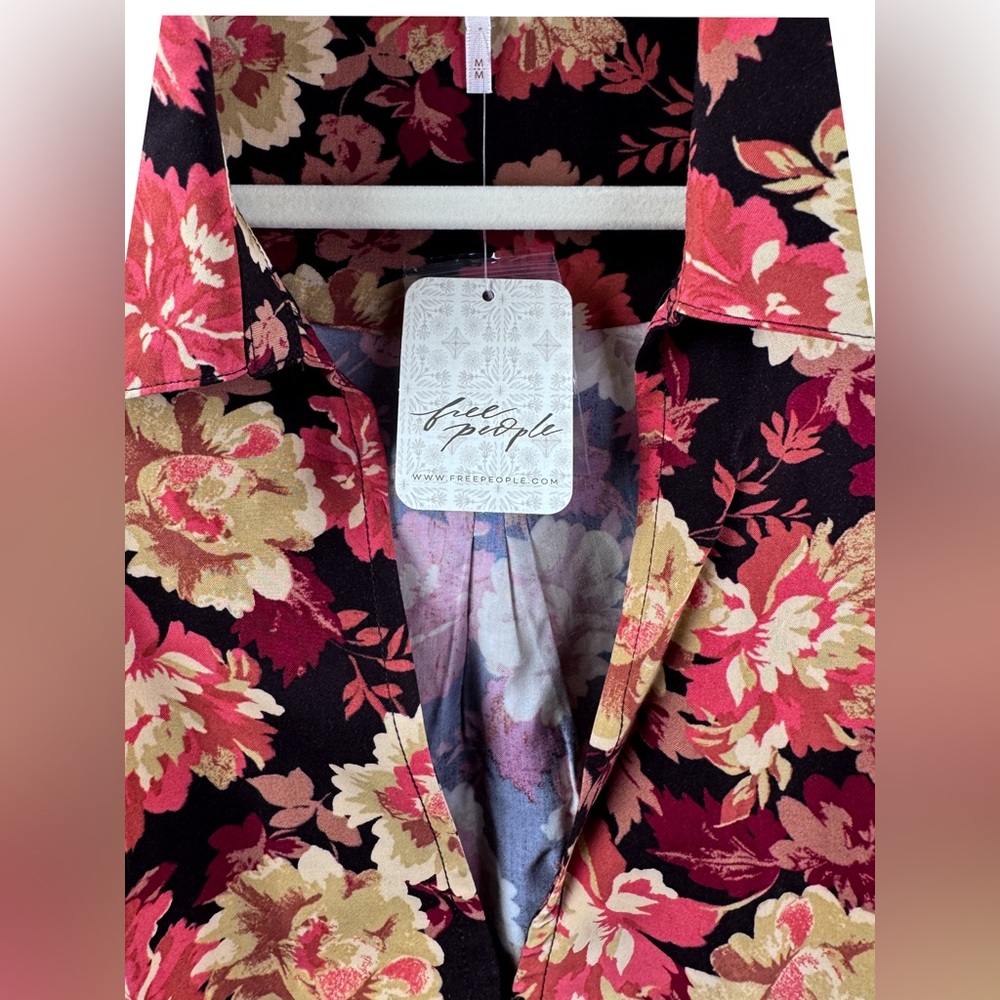 Free People Elodie Floral Two-Piece Set Retro Boho Top & Mini Skirt Size M NWT - Picture 6 of 8